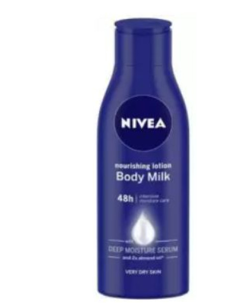 NIVEA Nourishing Body Milk 75ml Body Lotion with Deep Moisture Serum | 48 H Moisturization | With 2X Almond Oil | Smooth and Healthy Looking Skin |For Very Dry Skin